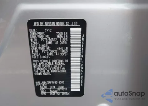 2012 Infiniti Qx56 z USA, uszkodzony, nr VIN JN8AZ2NF1C9519386